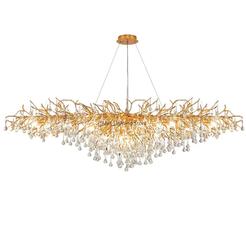 Afralia™ Gold Crystal Tree Branch Chandelier for Dining Living Room Bedroom Decor