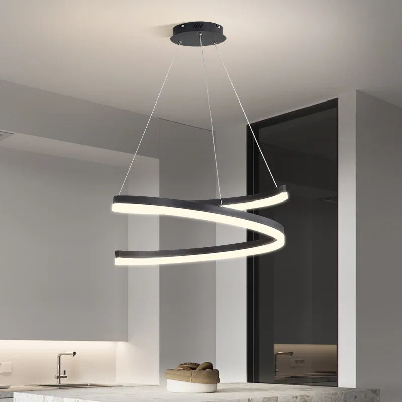 Afralia™ Nordic LED Pendant Lights Dimmable Chandelier Ring Lamp Fixture