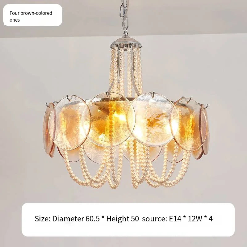 Afralia™ Pink Glass Pearl Chandelier: Modern Pendant Light for Living Room & Bedroom