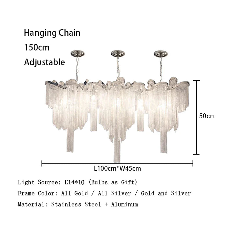 Afralia™ Luxury Tassels Ceiling Chandelier Dimmable Lights for Bedroom Decoration