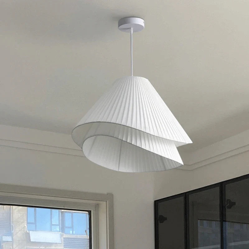 Afralia™ Cream Fabric LED Pendant Chandelier for Nordic Minimalist Home Decor