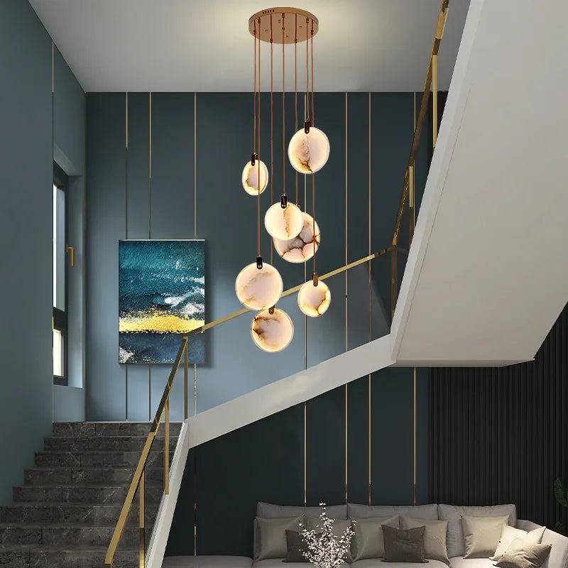 Afralia™ Marble Pendant Chandelier: Luxury Modern Hanging Lighting for Living Room Villa Lobby