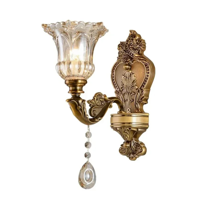 Afralia™ Crystal Glass Dual Head Wall Lamp - European Retro Style