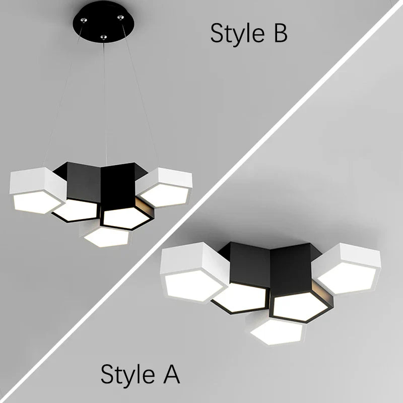 Afralia™ Black White Diamond LED Ceiling Chandelier for Modern Home and Office