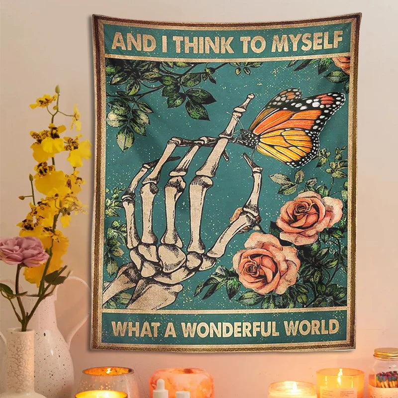 Afralia™ Skeleton Hand Tapestry Wall Hanging for Psychedelic Aesthetic Bedroom Decor