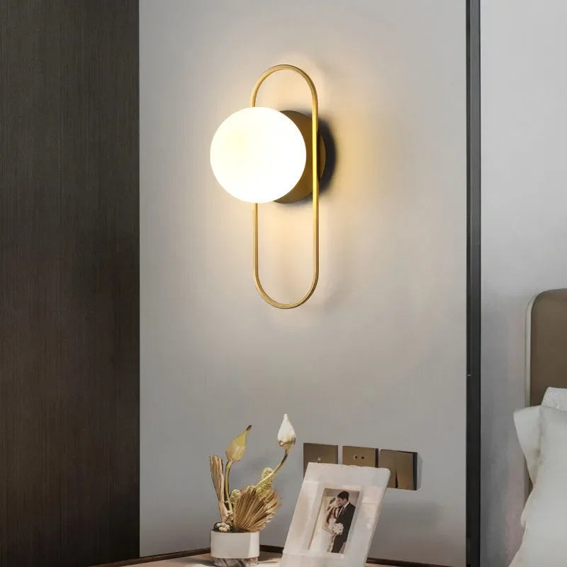 Afralia™ Nordic Golden LED Wall Lamp Indoor Wall Sconce for Bedroom Living Room Black