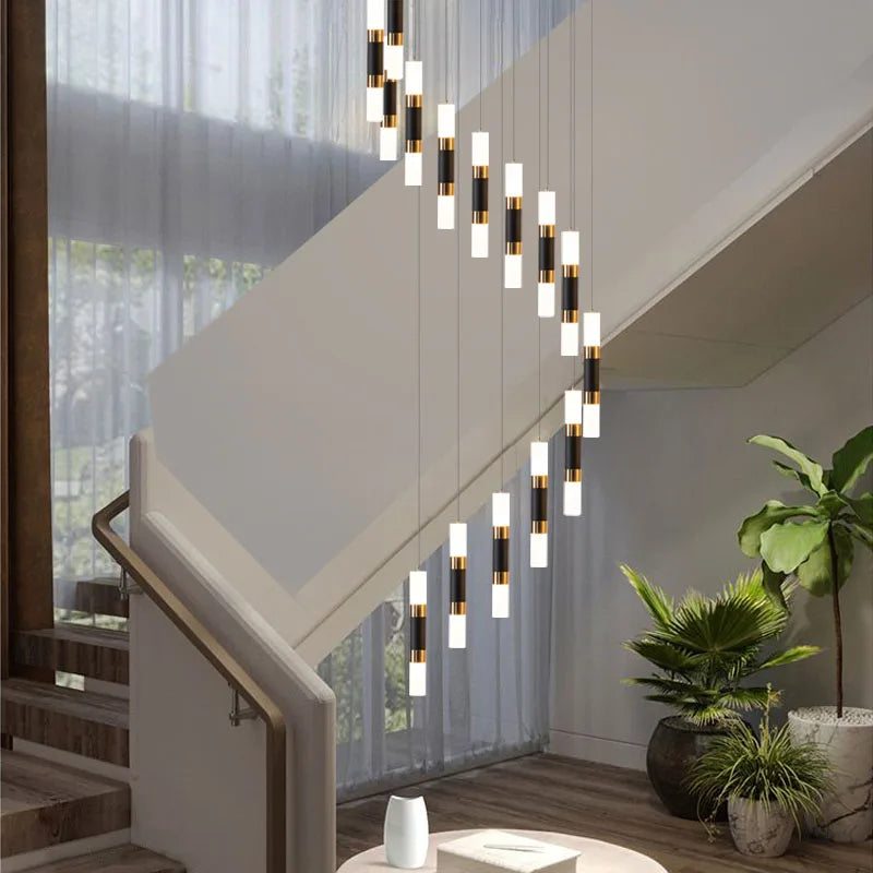 Afralia™ Crystal LED Chandelier: Luxury Stair Lighting Fixture for Staircase, Minimalist Indoor Hangings