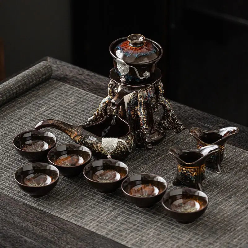 Afralia Dragon Teapot & Magnetic Rotating Tea Set, Chinese Kung Fu Teaware