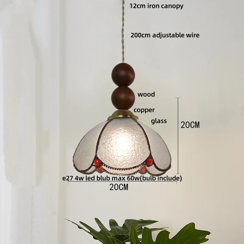 Afralia™ Blue Glass LED Pendant Light: Modern Nordic Tiffany Hanging Lamp for Bedroom & Dining Room