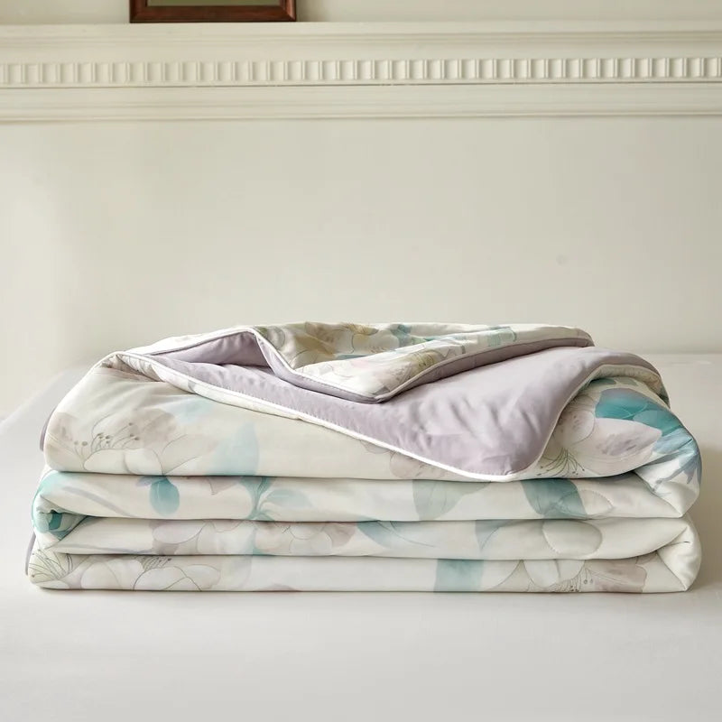 Afralia™ Knitted Cotton Print Summer Quilt, Silk Soft Blanket