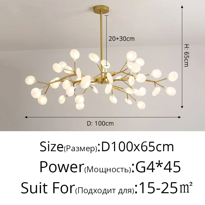 Afralia™ Firefly LED Chandelier Black Gold - Modern Minimalist Ceiling Pendant Lamp