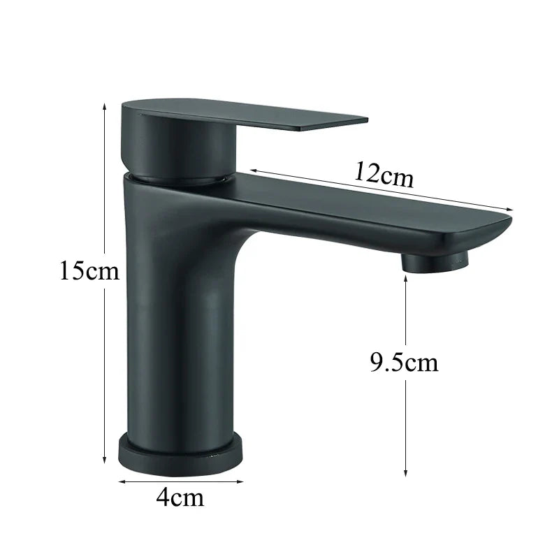 Afralia™ Luxury Stainless Steel Washbasin Faucet with Hot Cold Mixer, Black/Chrome Finish