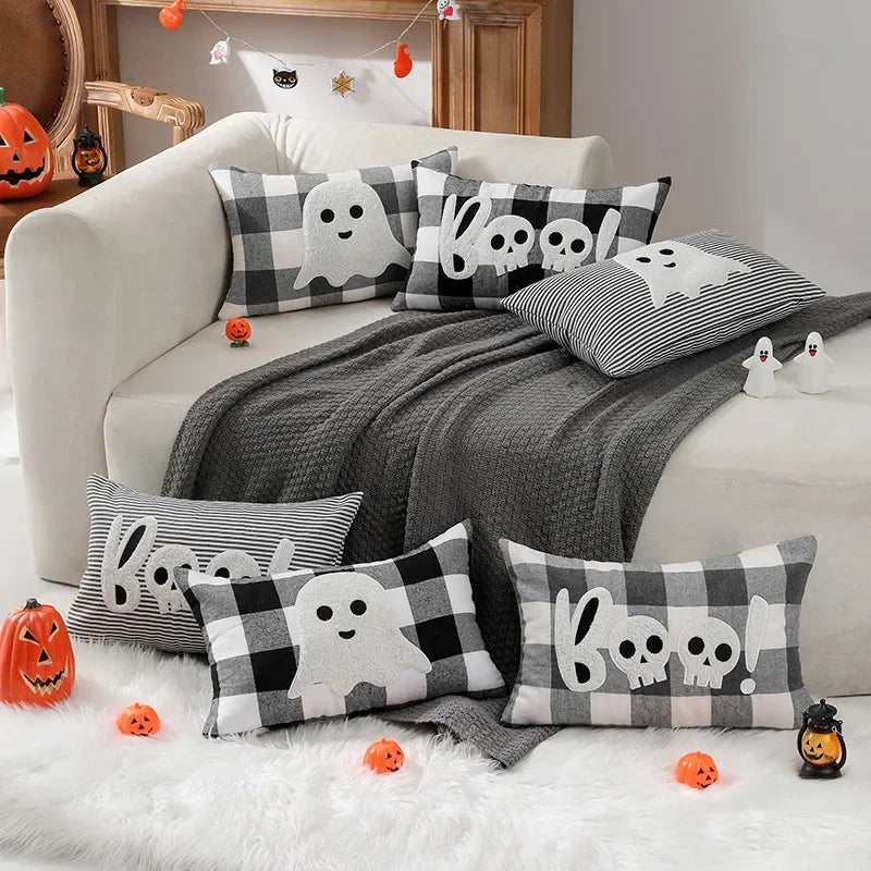 Afralia™ Halloween Ghost Embroidery Pillow for Cozy Living Room Sofa Rest