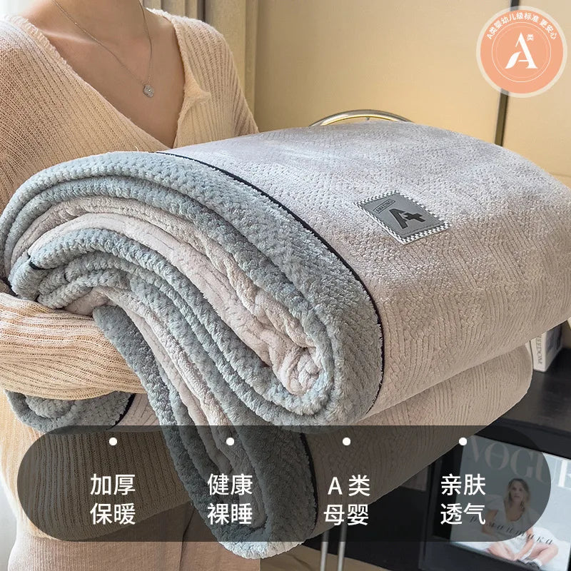 Afralia™ Light Luxury Velvet Plush Cotton Blanket