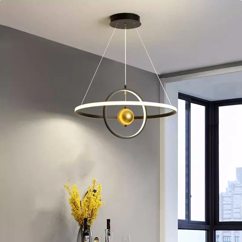Afralia™ Circular Iron Ball Pendant Chandelier LED Lighting Fixtures