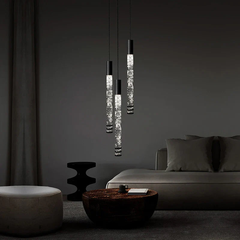 Afralia™ Crystal Pendant Lamps: Elegant Cylindrical Island & Bedside Lighting