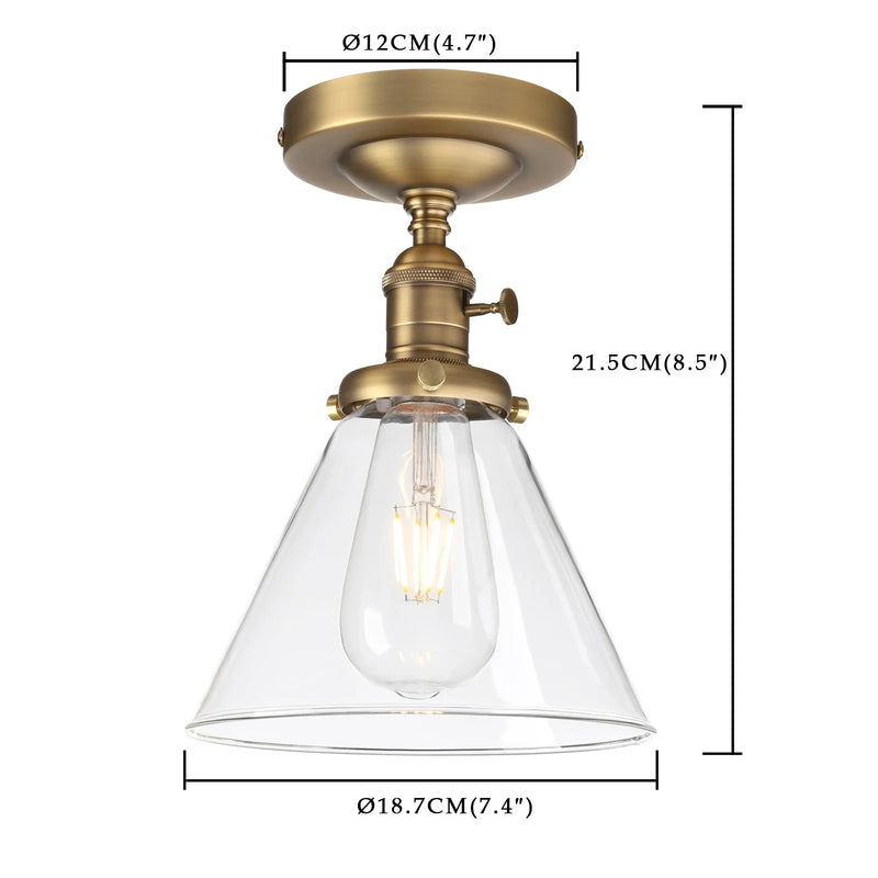 Afralia™ Funnel Glass Wall Sconce Vintage Industrial Wall Light