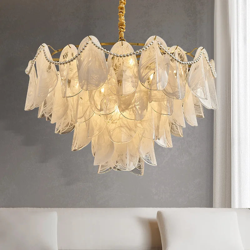 Afralia™ Modern Glass Chandelier for Living Room - Luxury Golden Ceiling Pendant