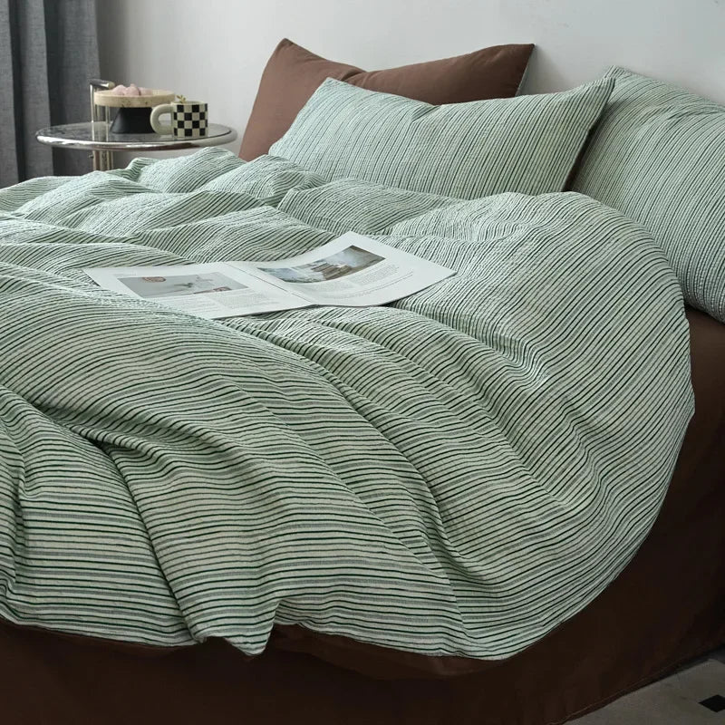Afralia™ Nordic Cotton Jacquard Bedding Set: Super Soft Striped Duvet Cover Kit