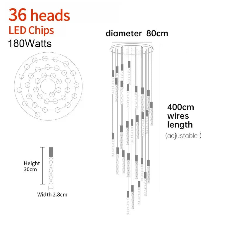 Afralia™ Crystal Staircase Chandelier: Luxury LED Pendant Lighting for Dining Rooms, Villas, and Attics