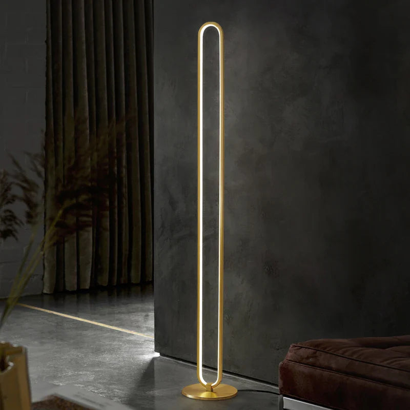 Afralia™ Minimalist Copper LED Floor Lamp Gold Brass Nordic Indoor Decor