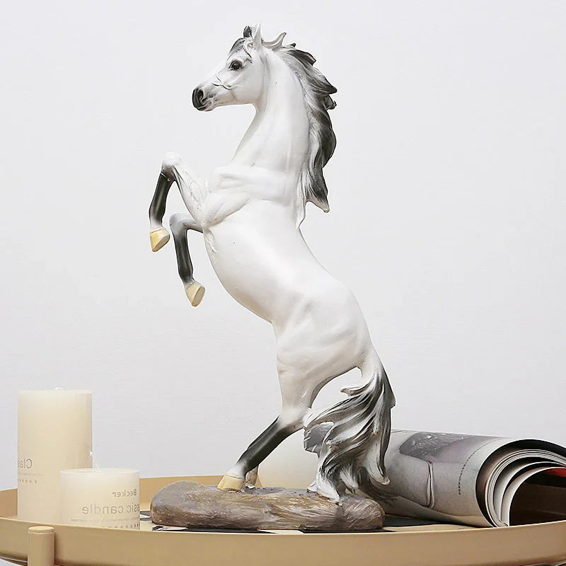 Afralia™ Resin Horse Figurines Decor - Modern Black Steed Statues for Men's Room