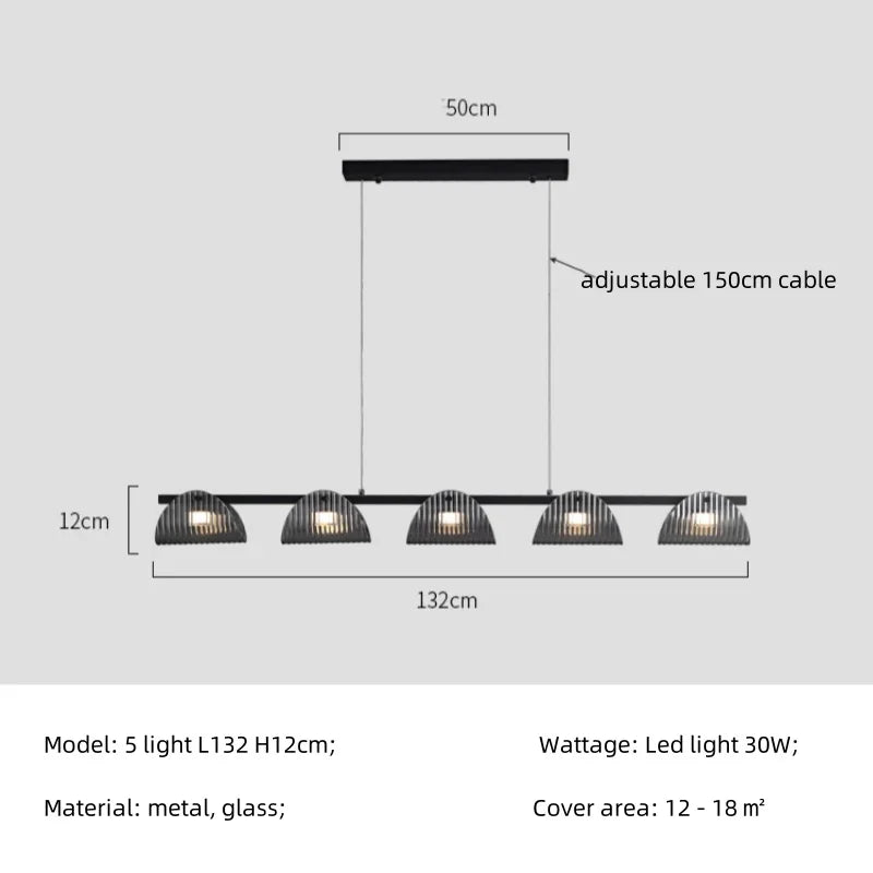 Afralia™ Smoky Gray Glass Chandelier LED Pendant Light for Luxe Dining Room