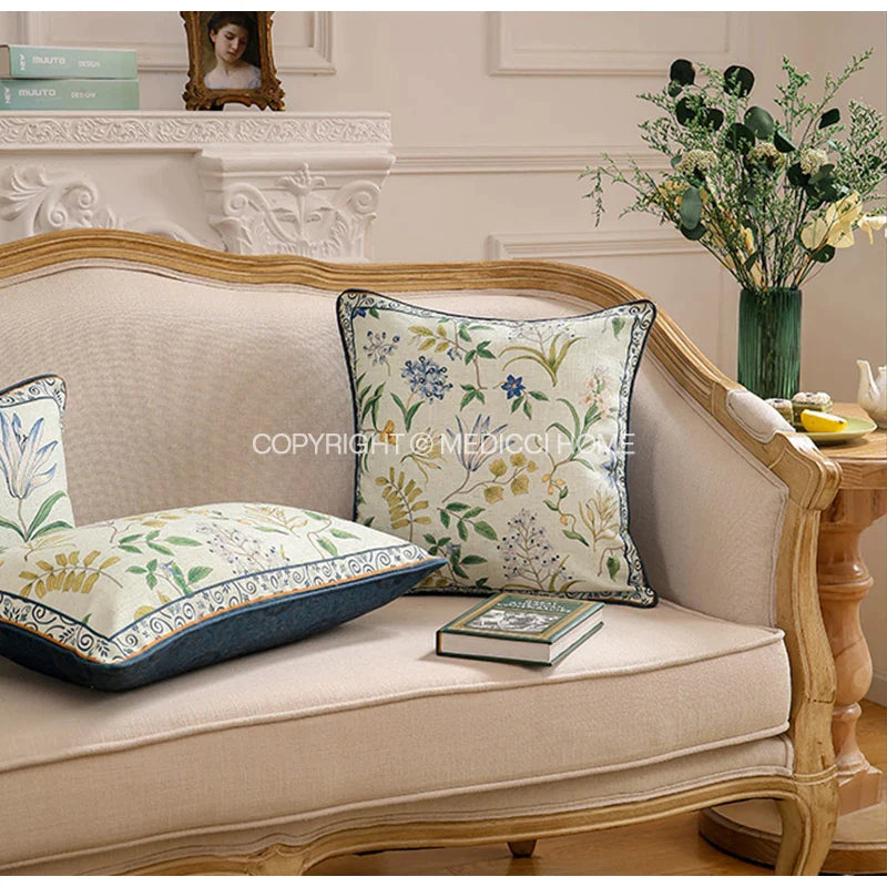 Afralia™ Botanical Leaf Watercolor Printed Linen Lumbar Pillowcase 30x50cm