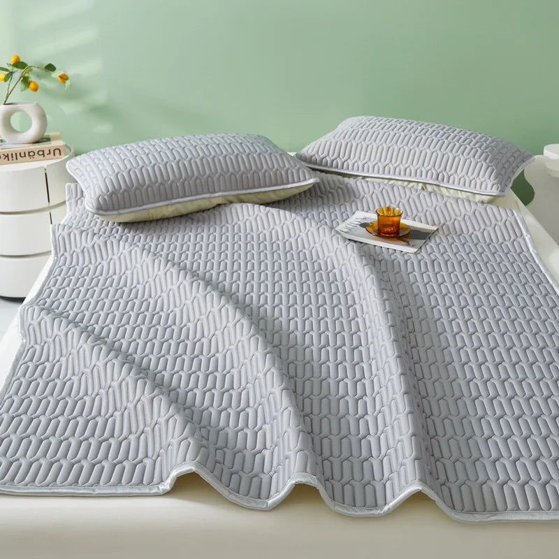 Afralia™ Cooling Latex Summer Mat Set with Rayon Quilted Sheet & Pillowcase