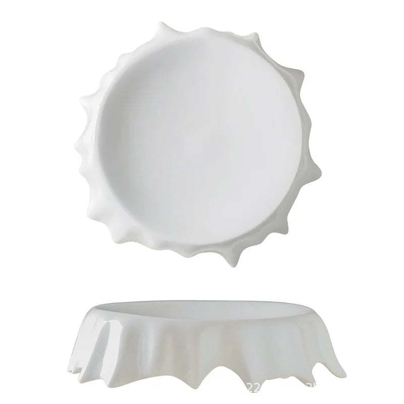 Afralia™ Ceramic Irregular Plate Set: Dinner, Steak, Dessert, Snack, Pasta, Cake - Solid Color Tableware