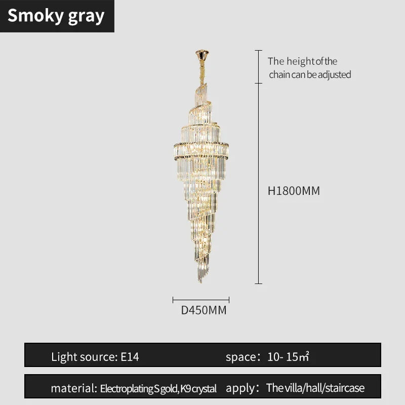 Afralia™ K9 Deluxe Crystal Pendant Chandelier: Dazzling LED Ceiling Light for Modern Elegance