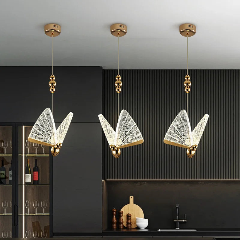 Afralia™ Butterfly LED Pendant Chandelier for Home Decor and Kitchen Lighting