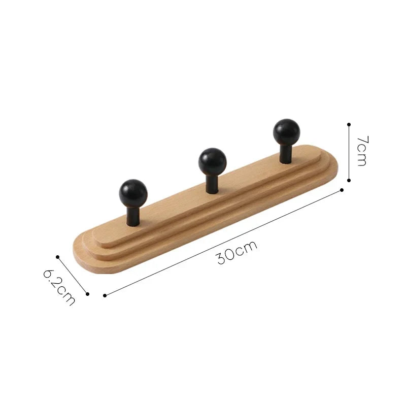 Afralia™ Solid Wood Wall-mounted Clothing Hat Hook with Multiple Hooks