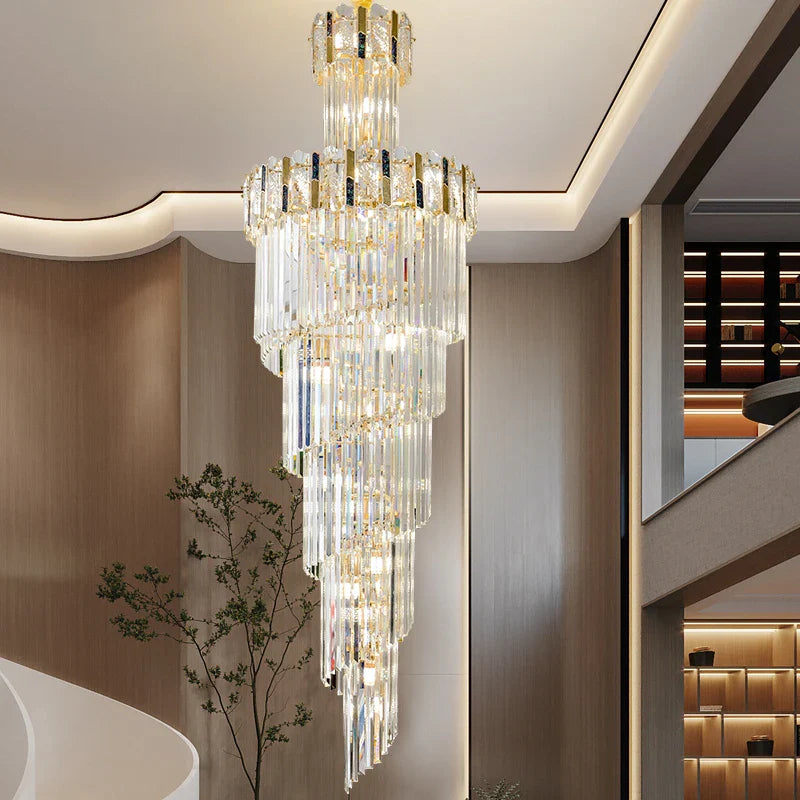 Afralia™ Rotating Crystal Stairwell Chandelier