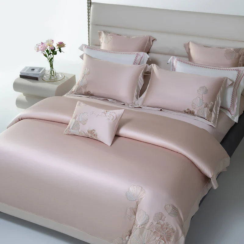 Afralia™ Cotton Flowers Embroidery Bedding Set with Soft Silky Finish