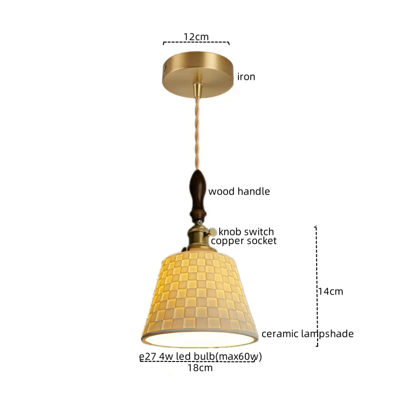 Afralia™ Ceramic Copper LED Pendant Light for Kitchen Dining Bedroom Decor