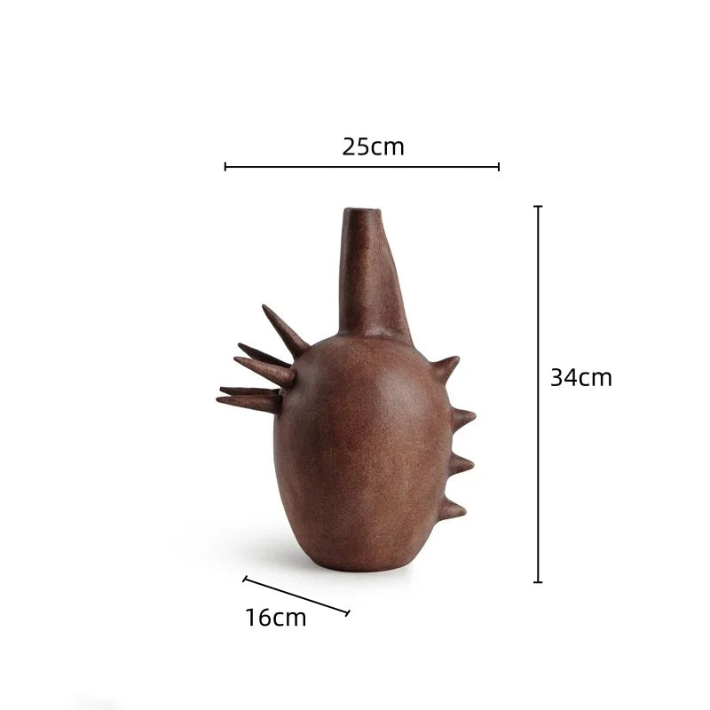 Afralia™ Geometric Stoneware Vase Vintage Art Craft Home Decor Ornaments