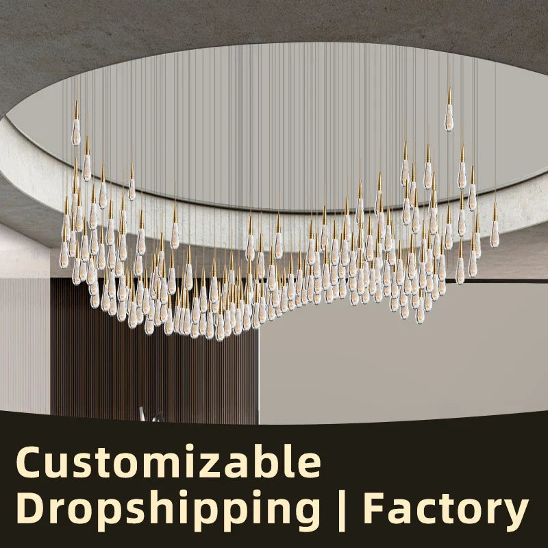 Afralia™ Irregular Crystal Chandelier Nordic Pendant Light for Hotel Lobby