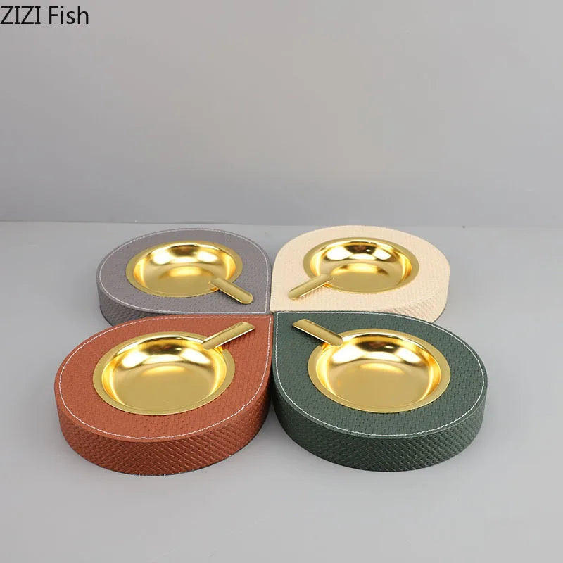 Afralia™ Leather Desktop Ashtray: Stylish Smoking Accessory & Gift