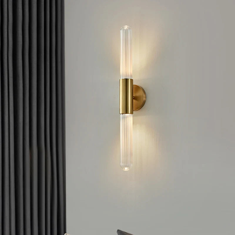 Afralia™ Gold Metal LED Sconce with Clear White Glass, E27, Minimalist Design