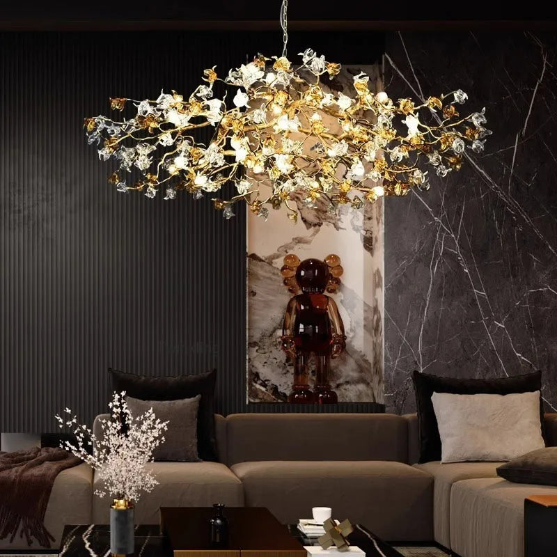 Afralia™ Crystal Branch Chandelier: Luxury Designer Ceiling Crystal Light for Living Room and Bar