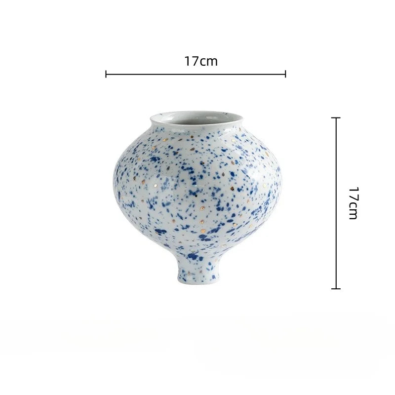 Afralia™ Chinese Retro Ceramic Vase Flower Arrangement Handmade Home Decor