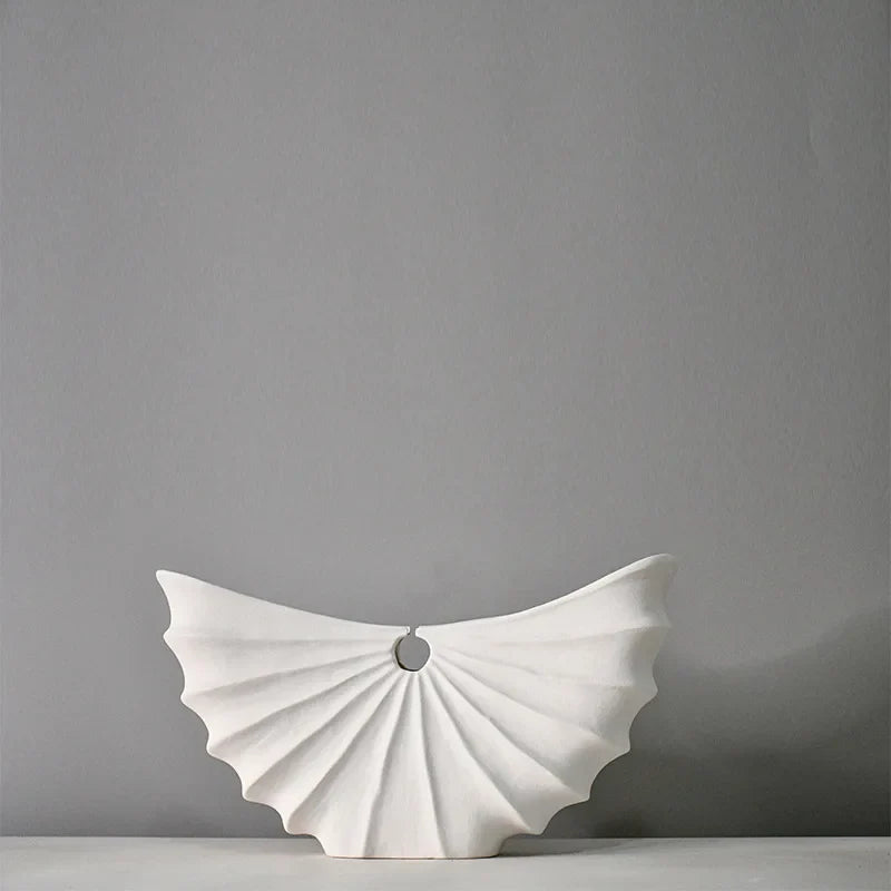 Afralia™ Geometric Scallop Ceramic Vase Sea Shell Handmade Flower Pot Home Decor