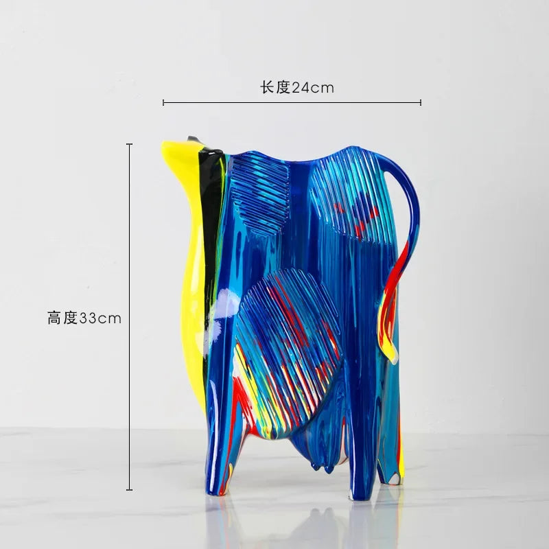 Afralia™ Animal Resin Statue Collection: Abstract Horse Cow French Bullfighting Dog Sculpture
