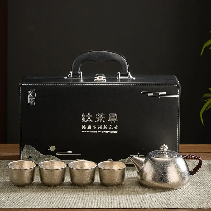 Afralia™ Titanium Chinese Tea Set: High Grade Round Kung Fu Puer Tea Set