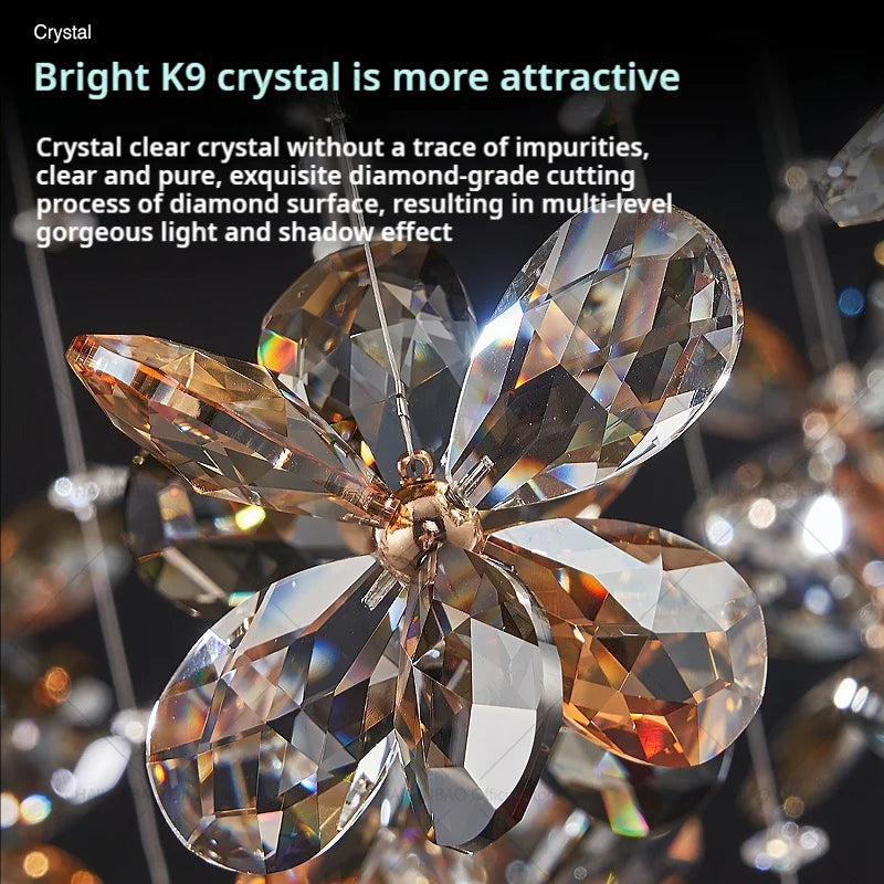 Afralia™ Crystal Staircase Chandelier | Modern Elegant Loft Villa Lighting Fixture