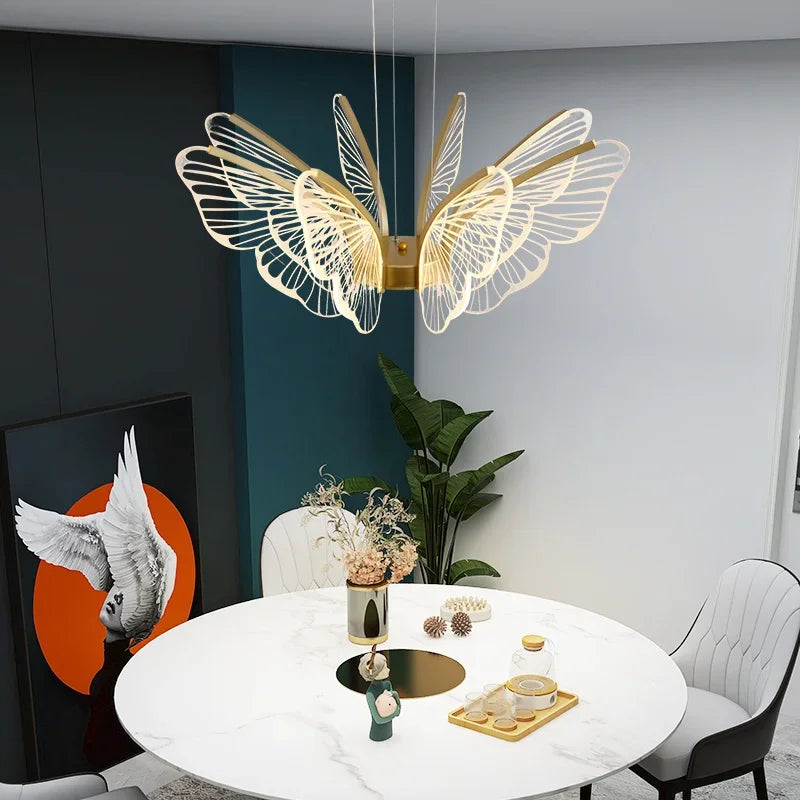 Afralia™ LED Butterfly Ceiling Chandelier - Luxury Pendant Light for Bedroom, Living & Dining Room