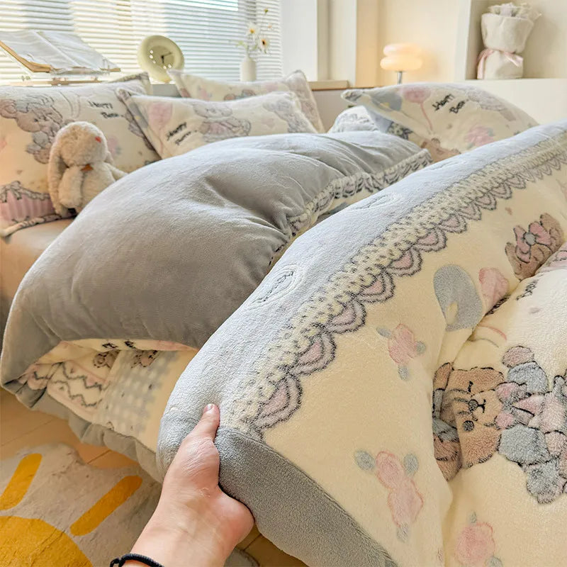 Afralia™ Snowflake Velvet Single Duvet Cover | Cozy Winter Bedding