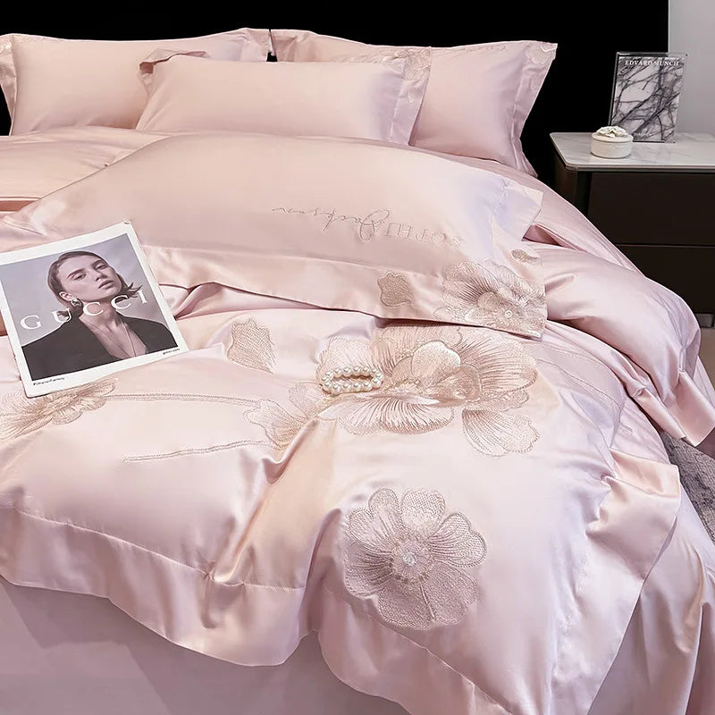 Afralia™ Chic Embroidered Cotton Bedding Set for Luxurious Home Décor