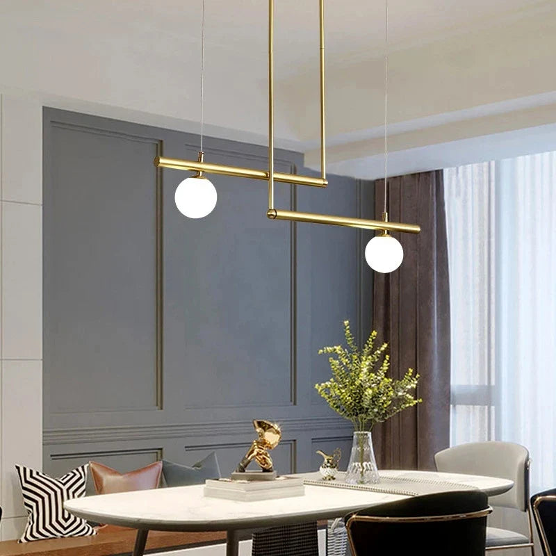 Afralia™ LED Linear Hanging Lamp for Home Modern Minimalist Living Room Chandelier